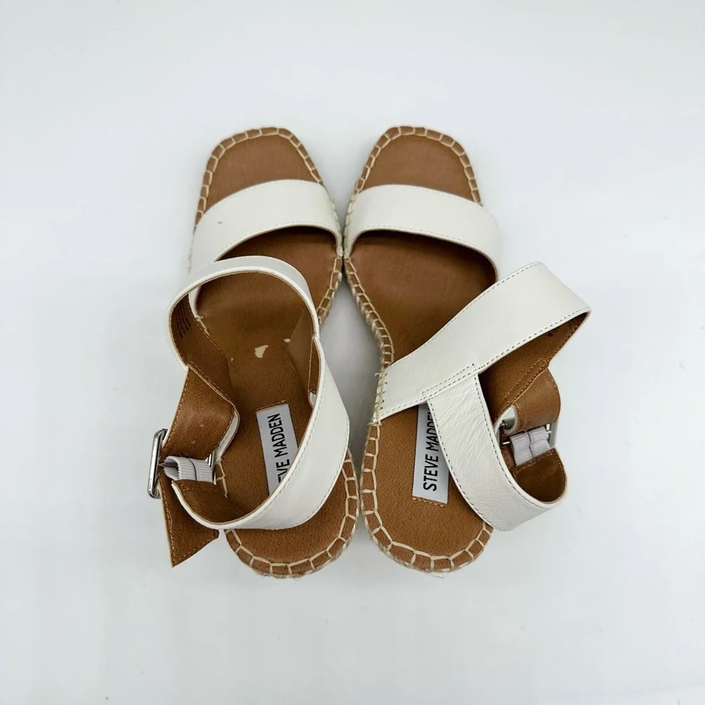 Steve Madden White and Brown Wedges with Minimalist Design